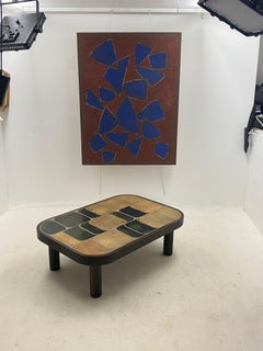 Roger Capron ‘Shogun’ Coffee Table in Ceramic France 1970 Brown and Green Color