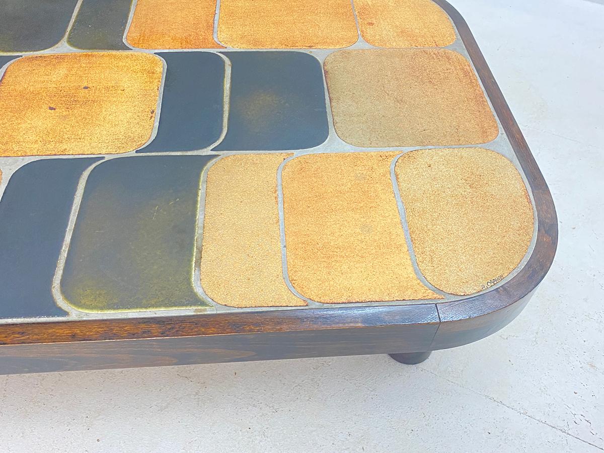 Roger Capron ‘Shogun’ Coffee Table in Ceramic France 1970 Brown and Grey Color In Good Condition In Auribeau sur Siagne, FR