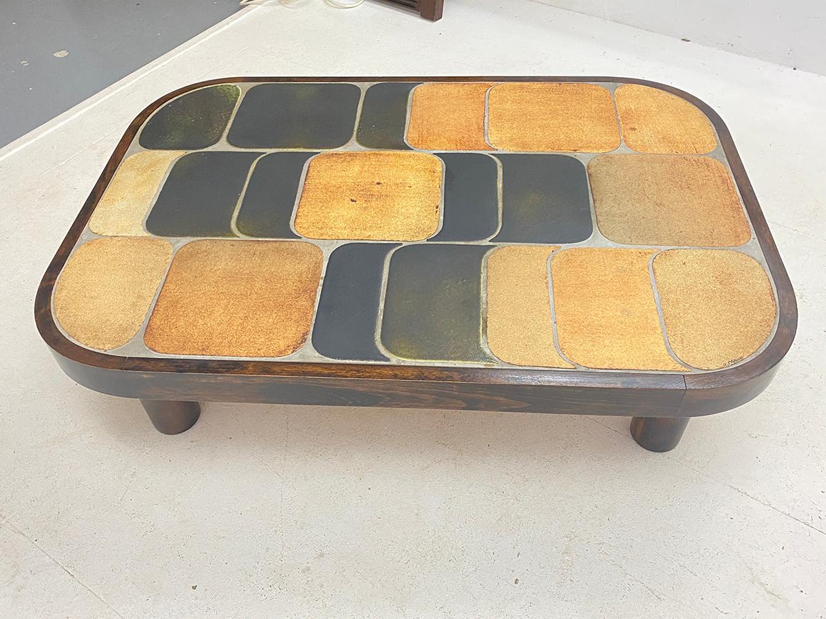 Late 20th Century Roger Capron ‘Shogun’ Coffee Table in Ceramic France 1970 Brown and Grey Color