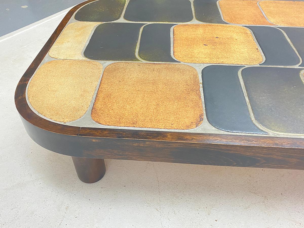 Roger Capron ‘Shogun’ Coffee Table in Ceramic France 1970 Brown and Grey Color 2
