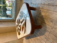 Table basse Roger Capron Shogun avec motif floral, France, années 1960