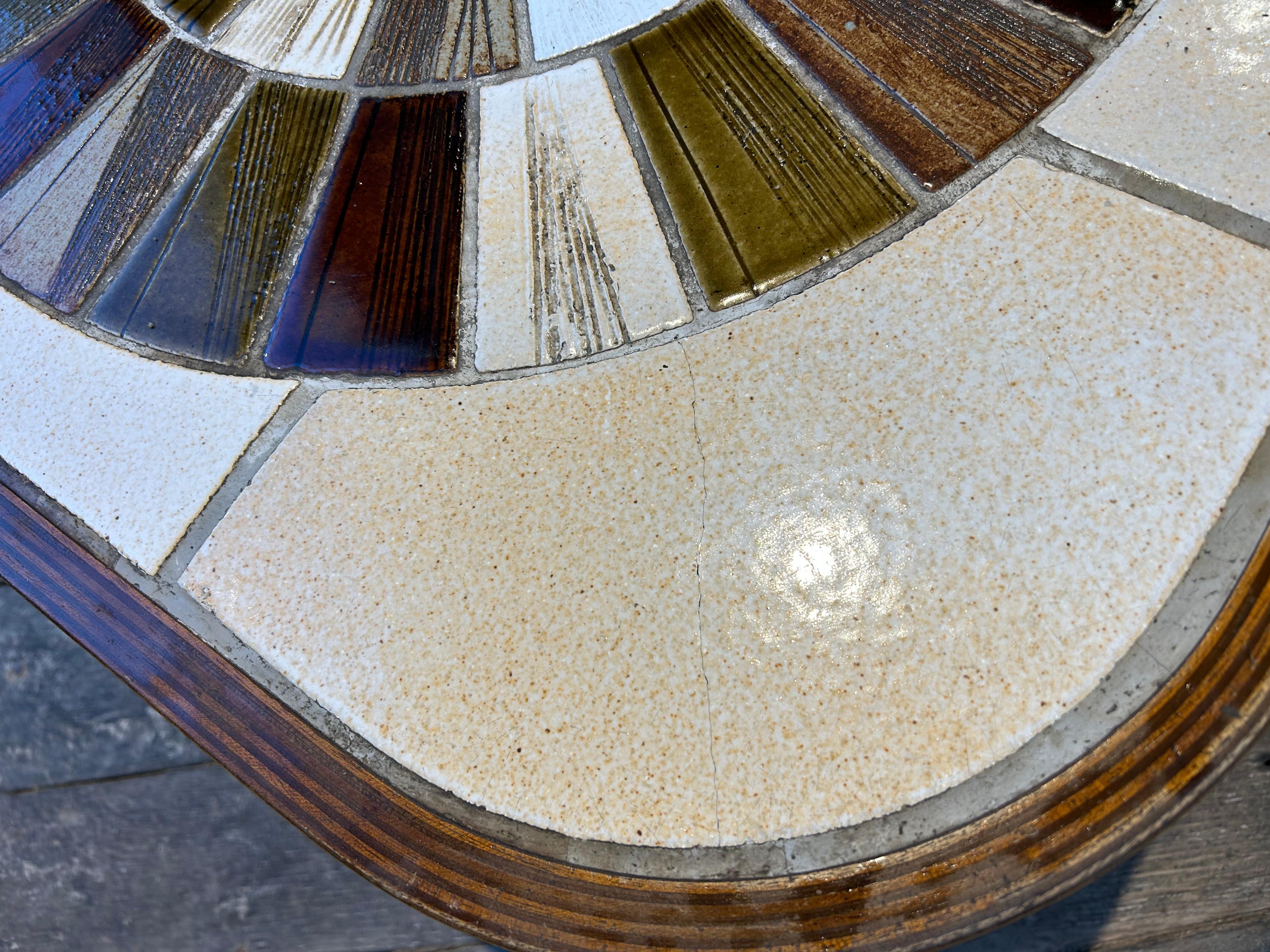 Mid-Century Modern Roger Capron Shogun coffee table with flower pattern, France, 1960s For Sale