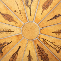 Roger Capron Signed Ceramic Tile Coffee Table with Botanical Motifs, France