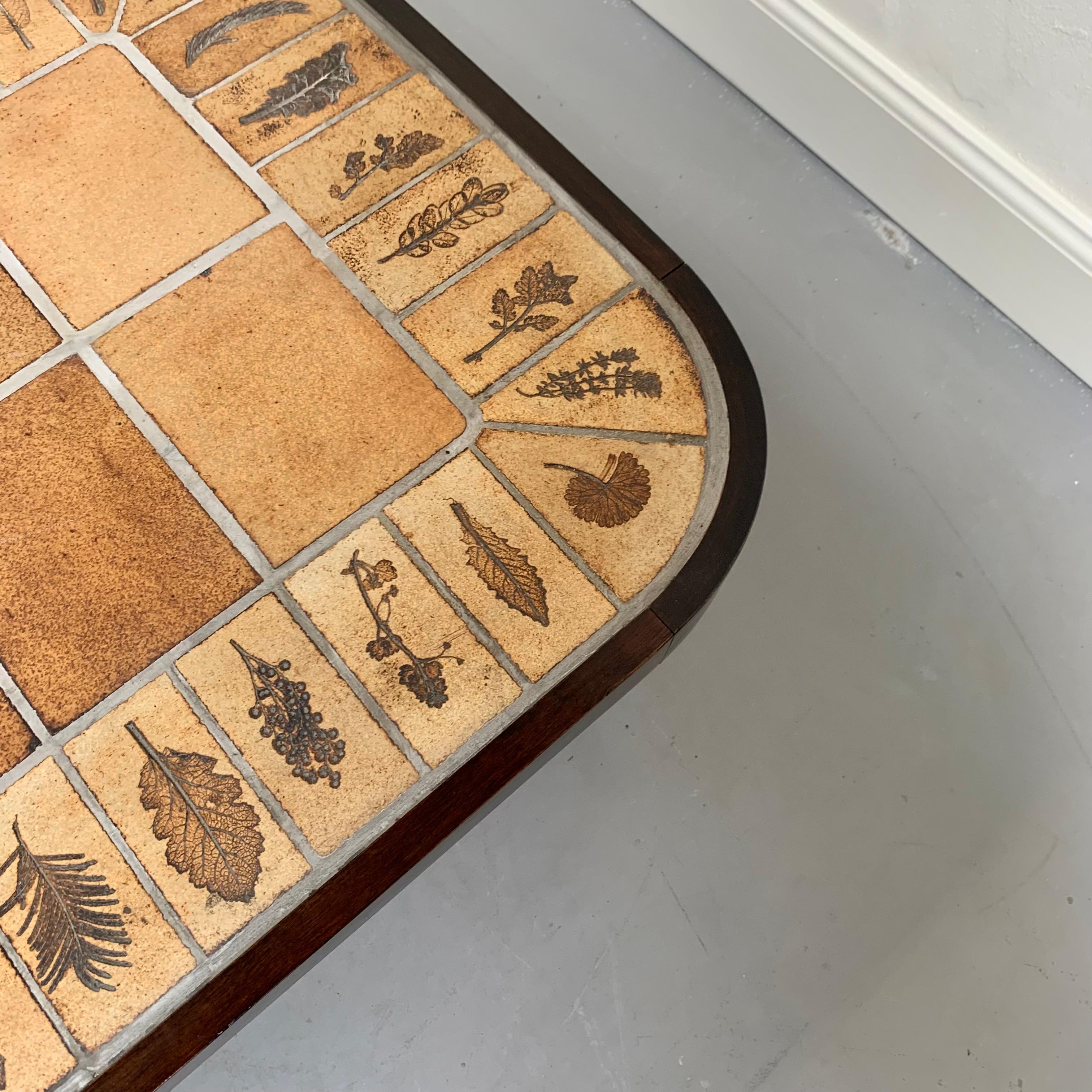 Roger Capron Signed Herbier Ceramic Coffee Table, circa 1965, France. For Sale 4