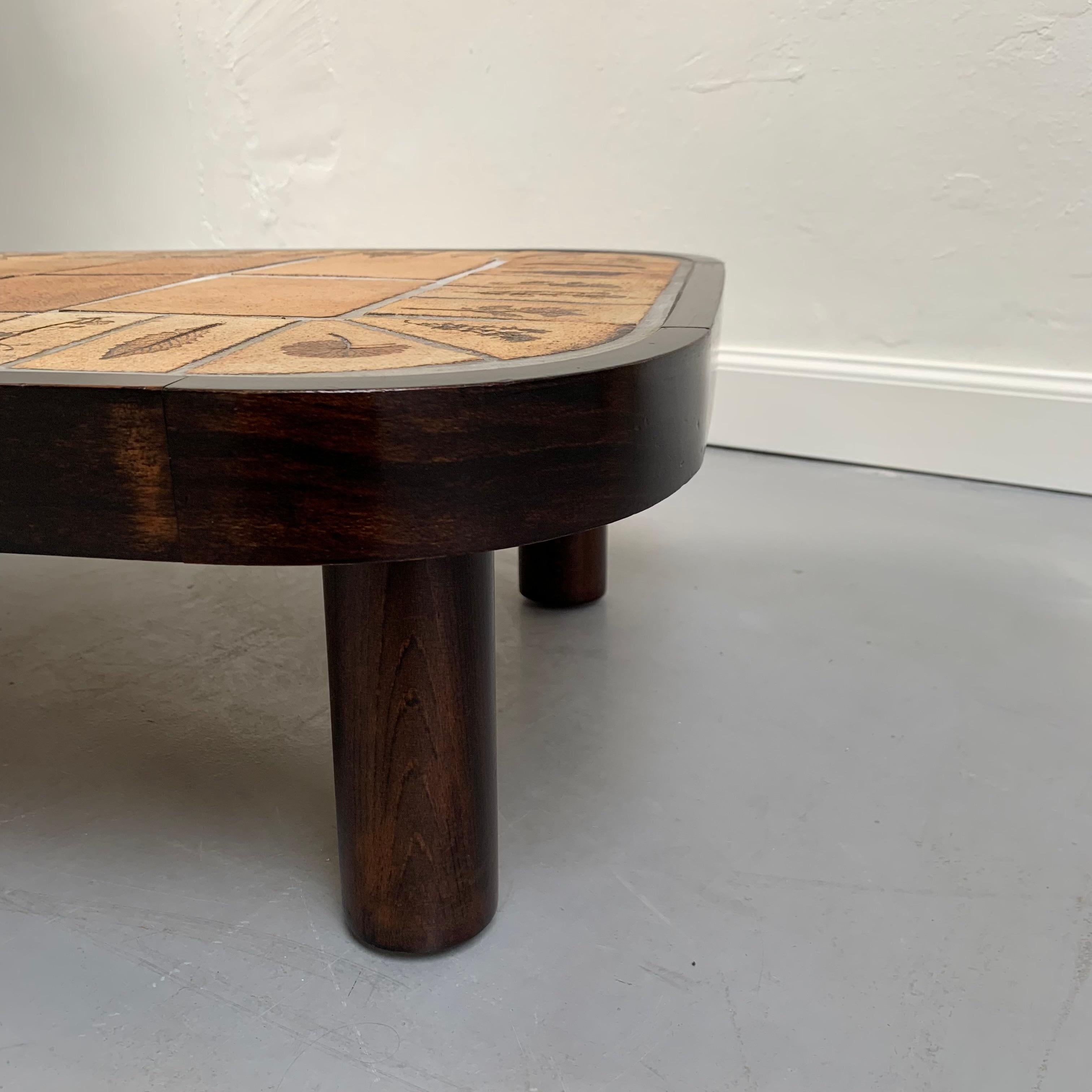 Roger Capron Signed Herbier Ceramic Coffee Table, circa 1965, France. For Sale 10