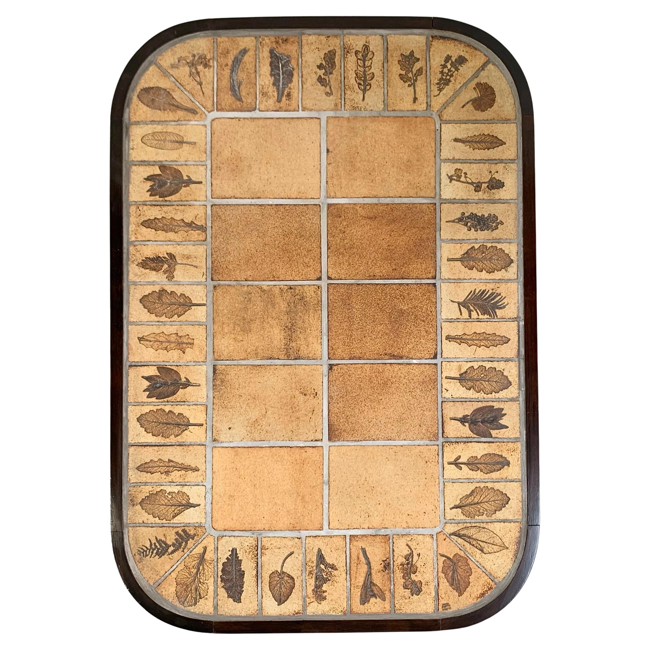 Roger Capron Signed Herbier Ceramic Coffee Table, circa 1965, France. For Sale