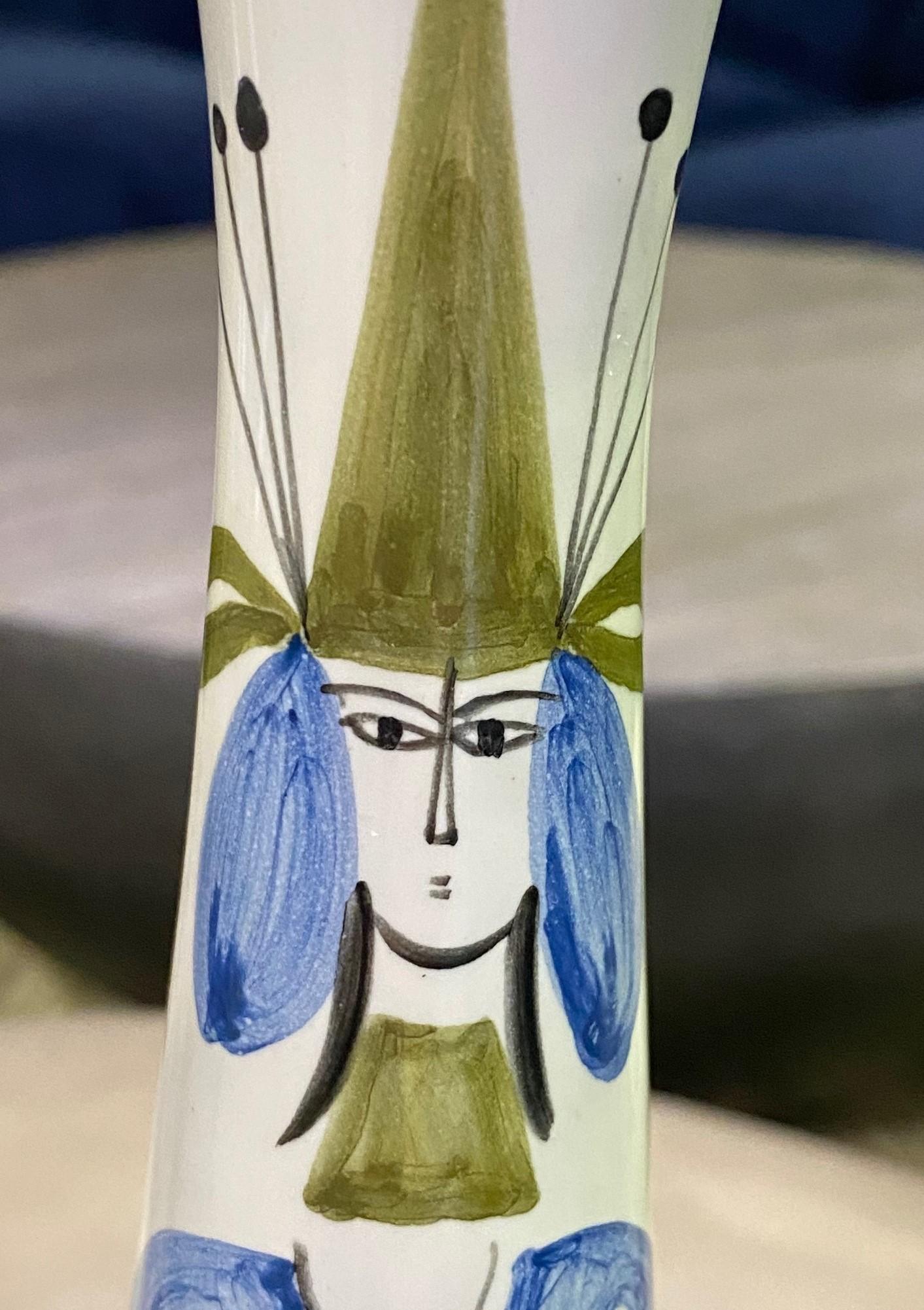 Hand-Painted Roger Capron Signed Tall Vallauris Ceramic Mid-Century Modern Art Pottery Vase