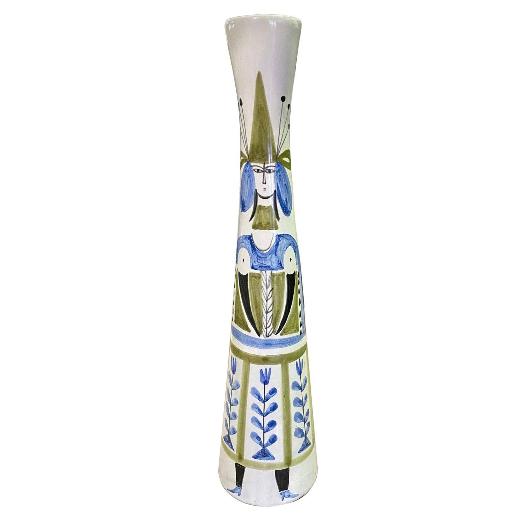 Roger Capron Signed Tall Vallauris Ceramic Mid-Century Modern Art Pottery Vase