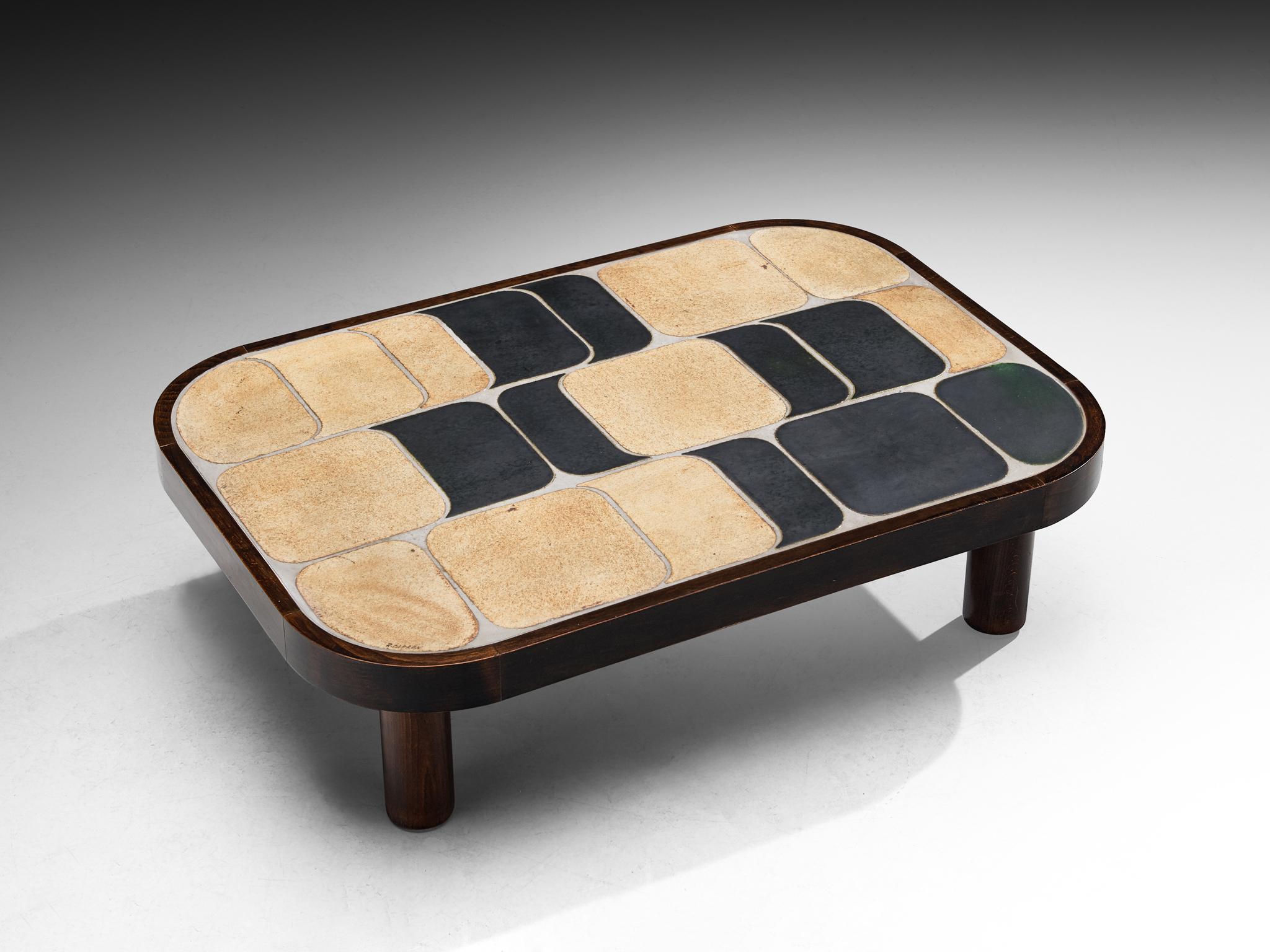 Roger Capron 'Sou-Chong' Couchtisch aus Keramik und Wood (Moderne der Mitte des Jahrhunderts)