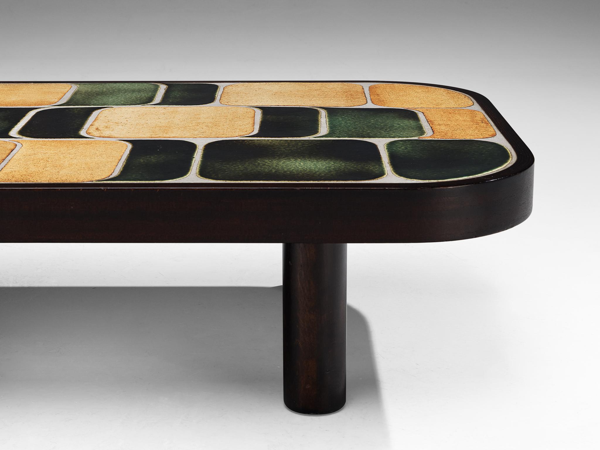 Roger Capron 'Sou-Chong' Couchtisch aus Keramik und Wood (Moderne der Mitte des Jahrhunderts)