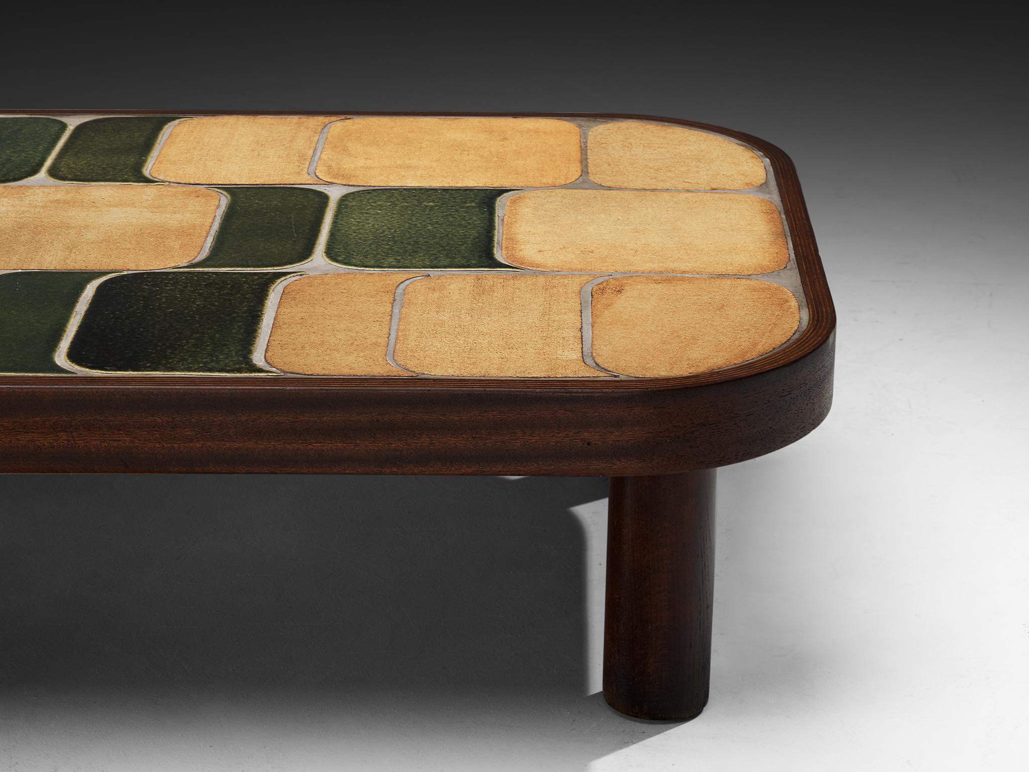 Roger Capron 'Sou-Chong' Couchtisch aus Keramik und Wood (Moderne der Mitte des Jahrhunderts) im Angebot