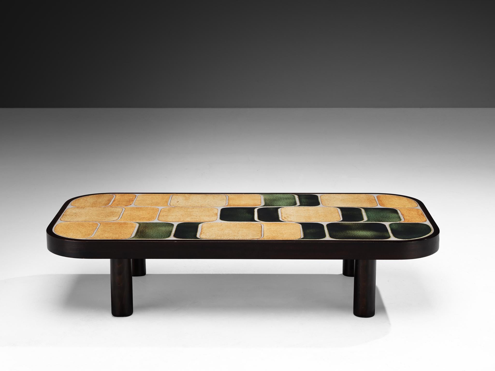 Roger Capron 'Sou-Chong' Couchtisch aus Keramik und Wood (Mitte des 20. Jahrhunderts)