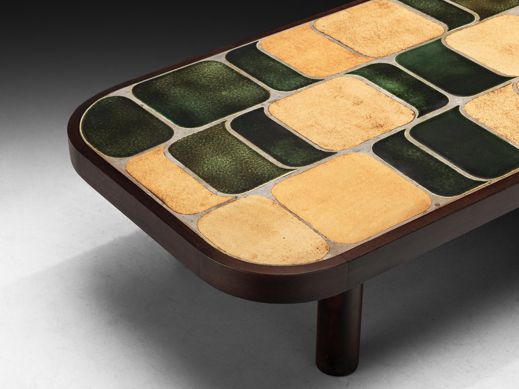 Fin du 20e siècle Roger Capron Table basse 'Sou-Chong' en céramique et Wood en vente