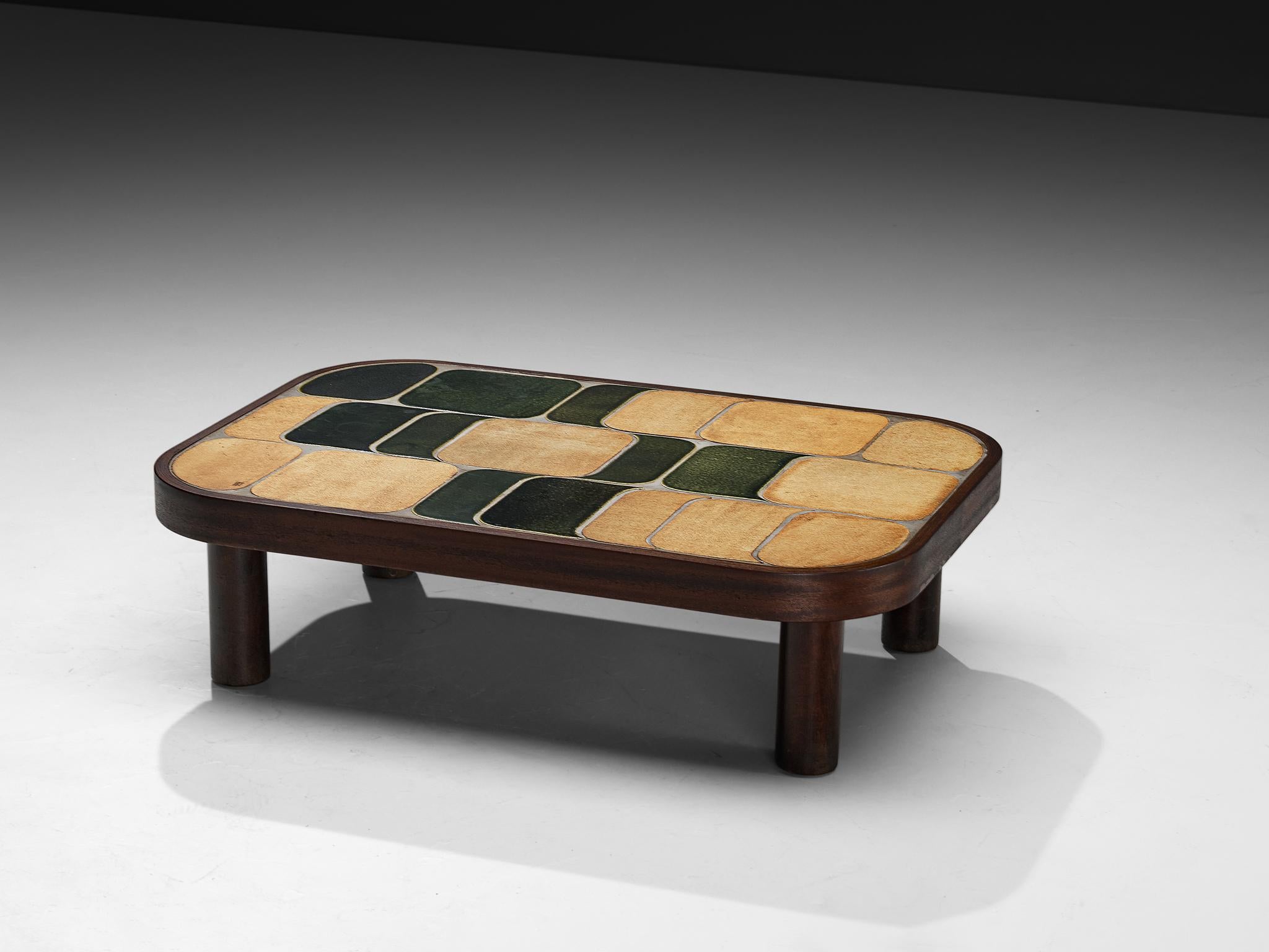 Roger Capron 'Sou-Chong' Couchtisch aus Keramik und Wood im Angebot 1