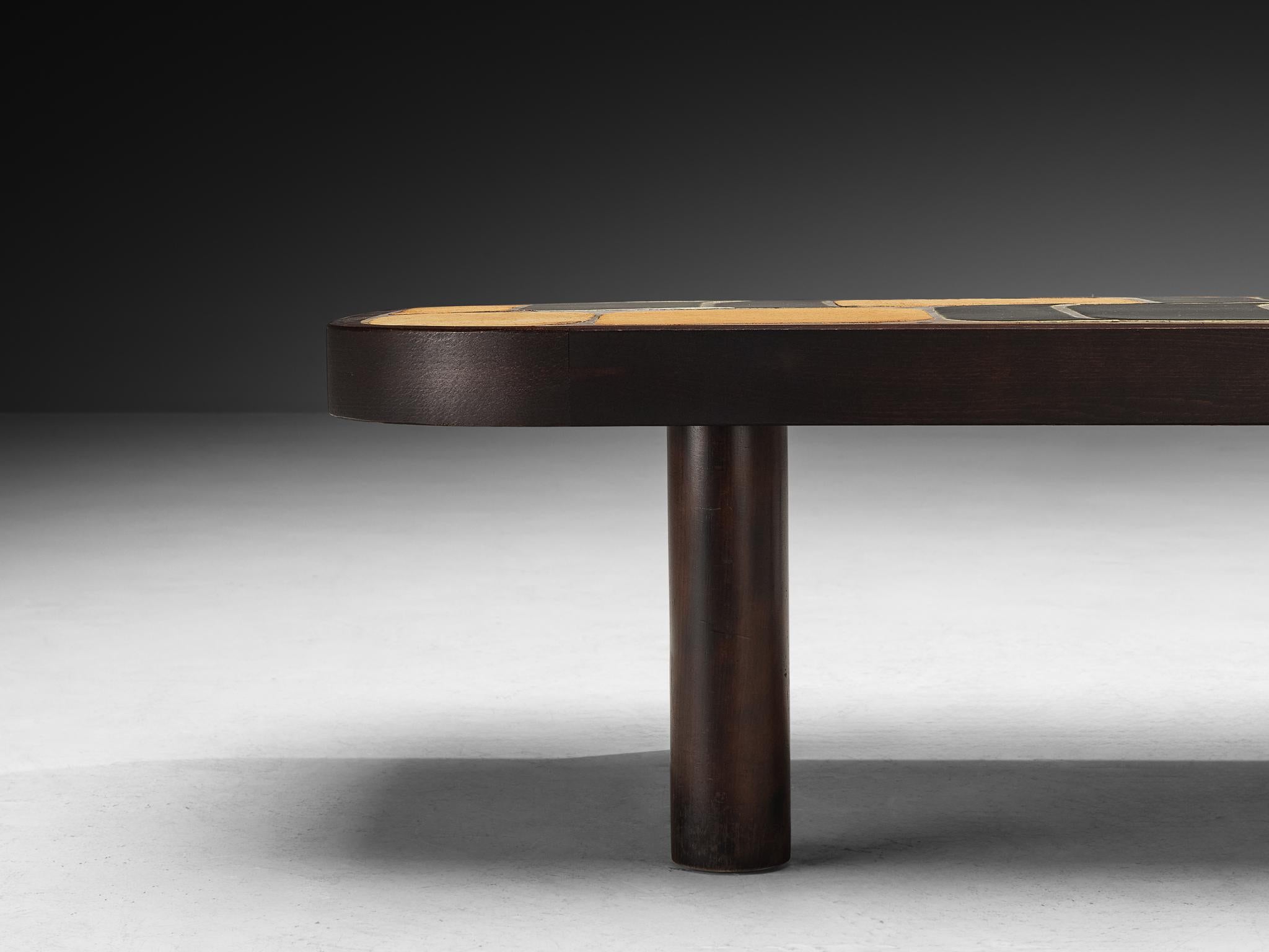 Céramique Roger Capron Table basse 'Sou-Chong' en céramique et Wood en vente