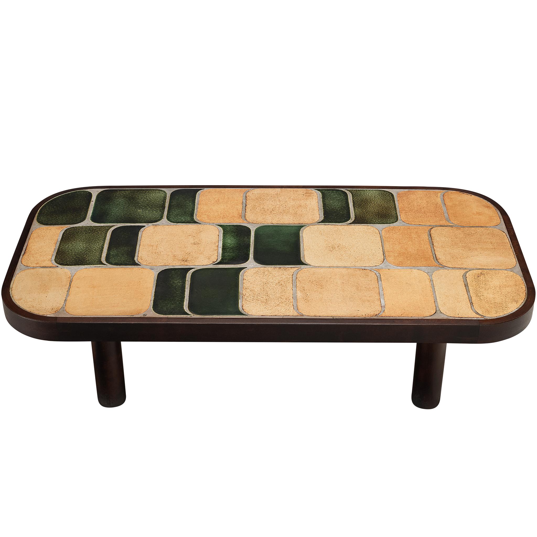 Roger Capron Table basse 'Sou-Chong' en céramique et Wood