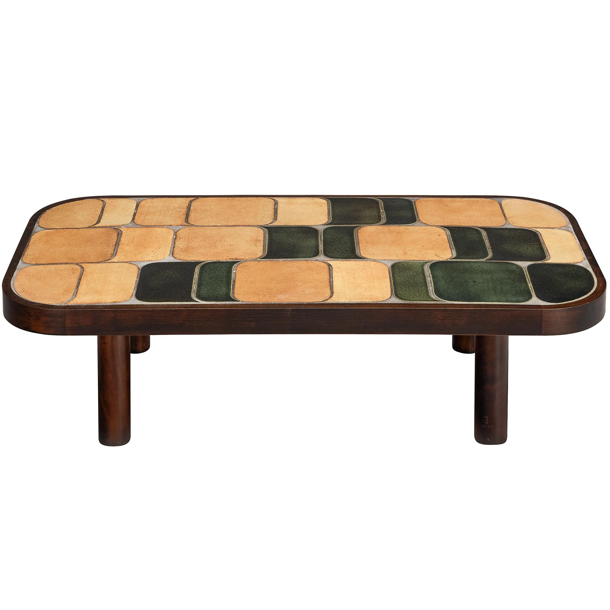 Roger Capron Table basse 
Sou-Chong
 en céramique et Wood