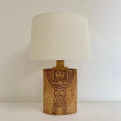 Roger Capron Tischlampe aus gestempelter Keramik, um 1970, Frankreich.