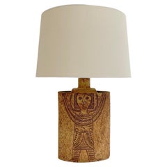 Vintage Roger Capron Stamped Ceramic Table Lamp, circa 1970, France.