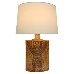 Lampada da tavolo in ceramica stampata Roger Capron, 1970 circa, Francia.