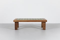 Roger Capron Style Brutalist Oak and Glazed Tile Table or Bench