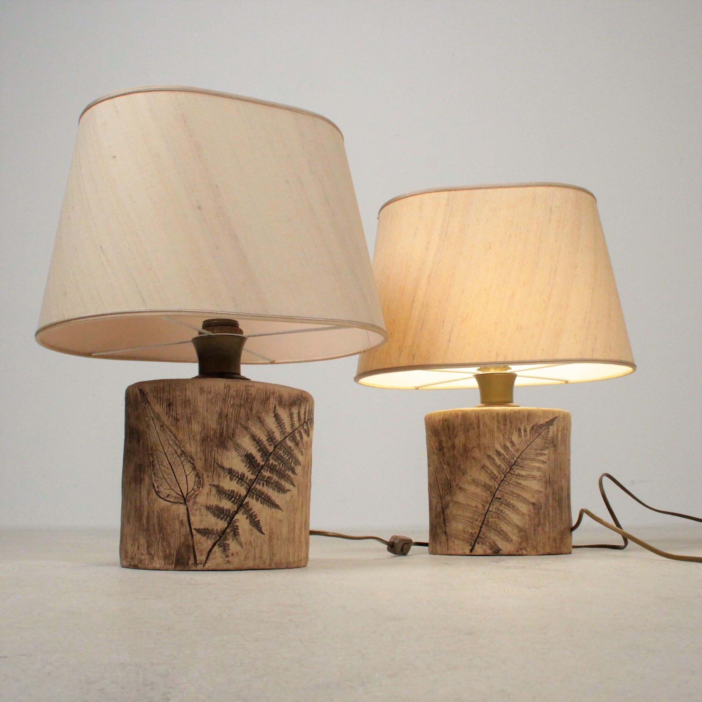 French Roger Capron style table lamp a pair in Ceramic  France 1960 For Sale