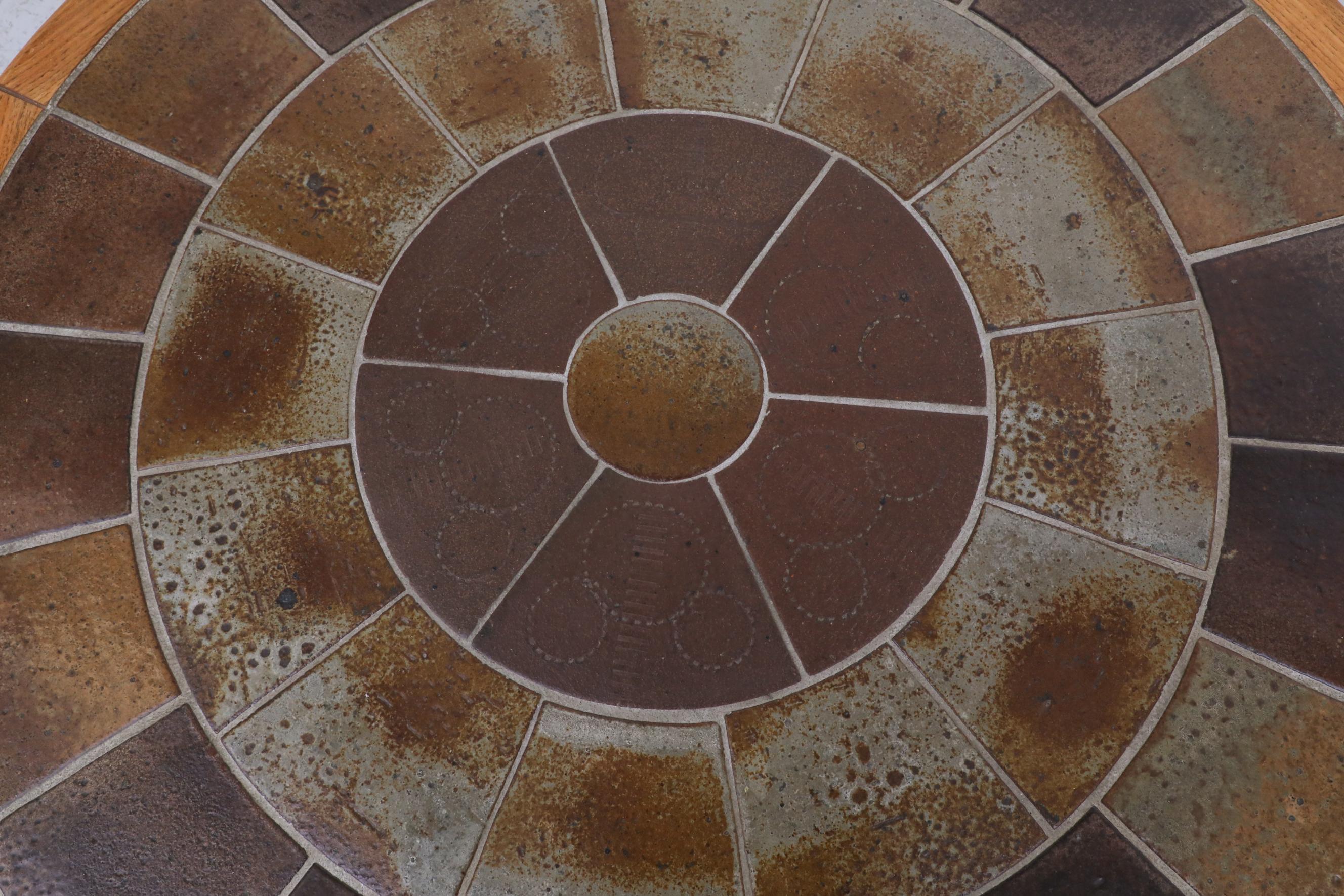 Roger Capron Style Tile and Oak Coffee Table by Tue Poulsen 5