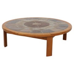 Roger Capron Style Tile and Oak Coffee Table by Tue Poulsen