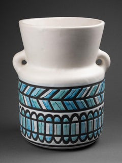 Roger Capron : Tall cylindrical "Blue Pyjama" vase, circa 1950