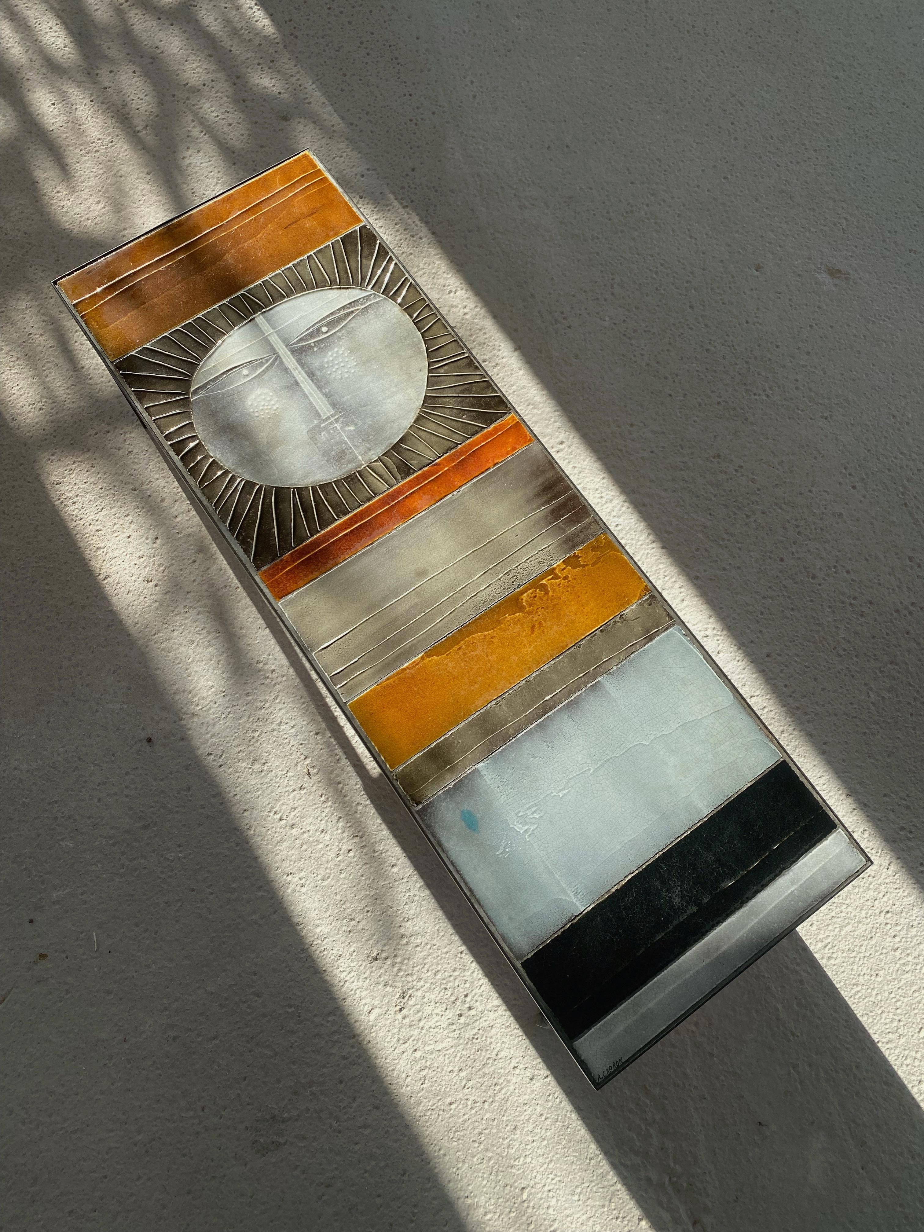 Français Roger Capron, le Soleil, Table basse en lave émaillée, Vallauris France 1960s