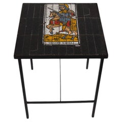 Roger Capron, Tile-topped Cafe Table with Tarot Motif, France, circa 1960s