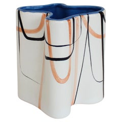 ROGER CAPRON Vase en céramique Trefle Ruban Décoration France 1958 Vallauris