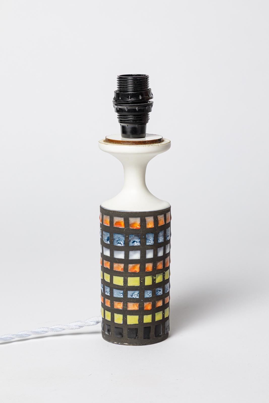 French Roger Capron Vallauris 20th century design ceramic table lamp signed 1970 For Sale