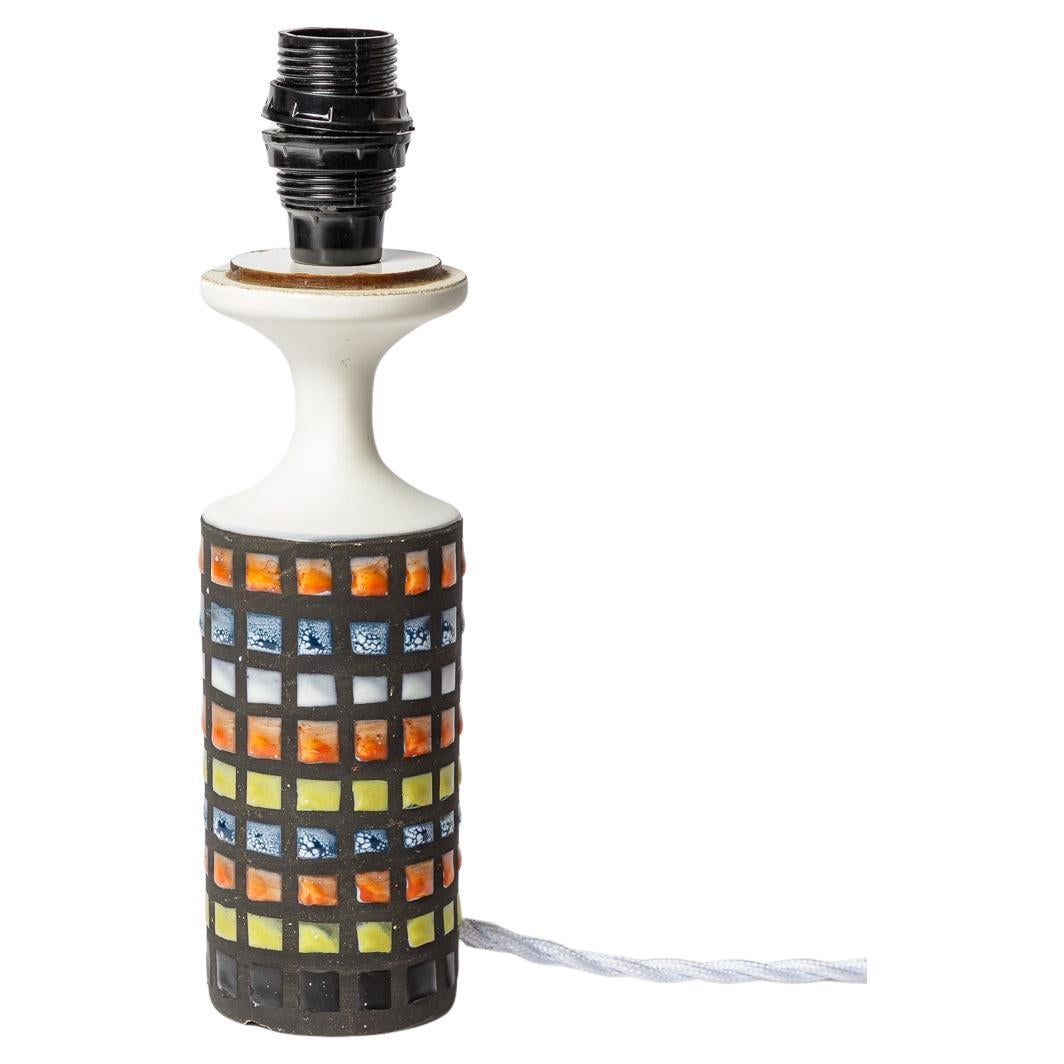 Roger Capron Vallauris 20th century design ceramic table lamp signed 1970 For Sale