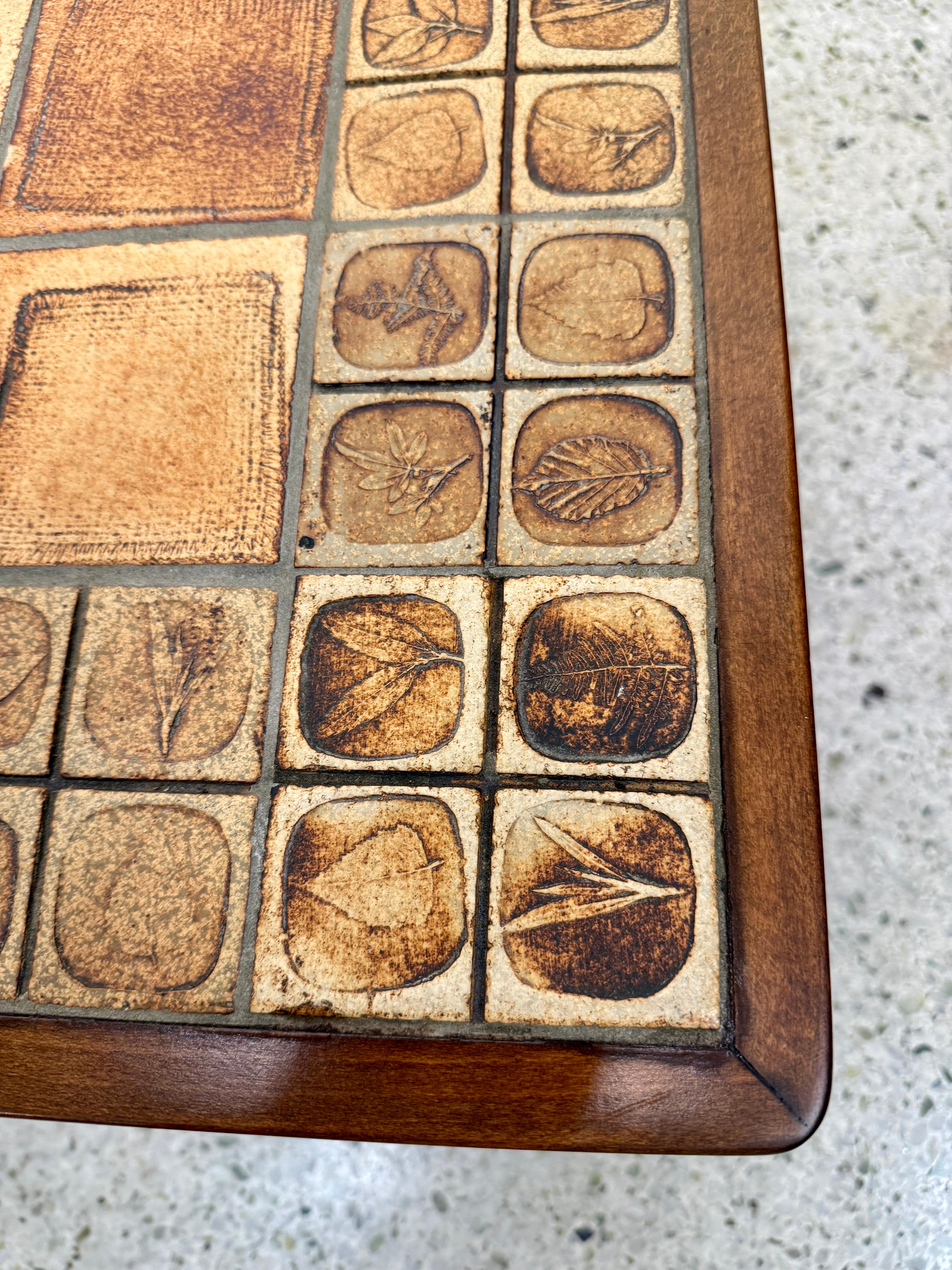 Roger Capron Vintage French Ceramic Tile w/ Leaf Motif Coffee Table 7