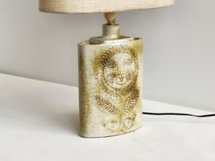 Roger Capron - Lampe ovale vintage émaillée crème
