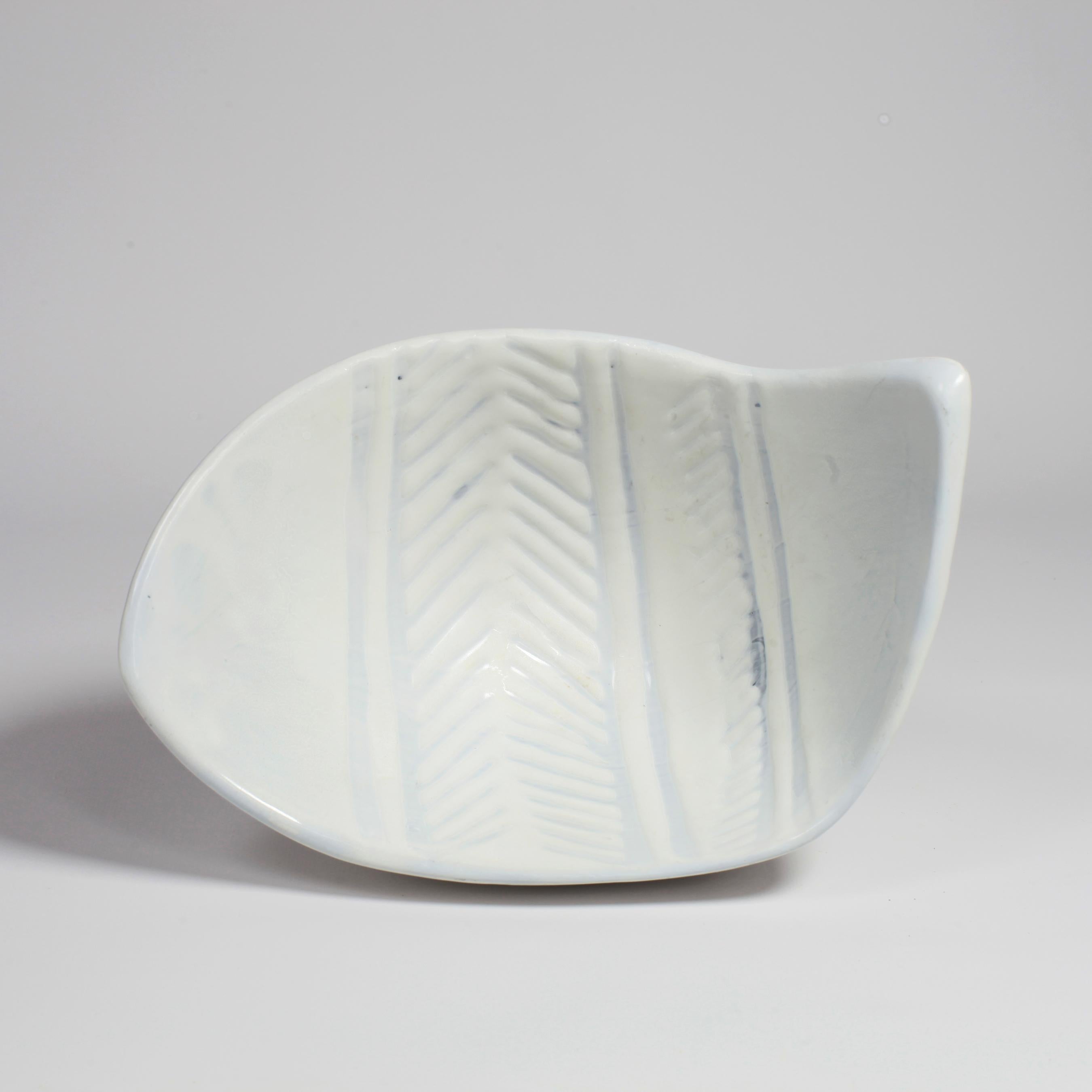 Roger Capron White Ceramic Bowl Vallauris France, 1960 1