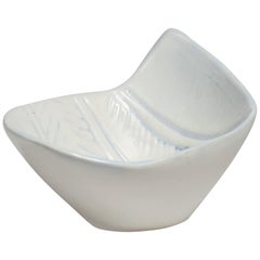 Roger Capron White Ceramic Bowl Vallauris France, 1960