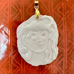Roger Capron Zodiac Charm Aquarius, Stamped Porcelain, France, 1973