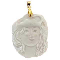Roger Capron Zodiac Charm Aquarius, Stamped Porcelain, France, 1973