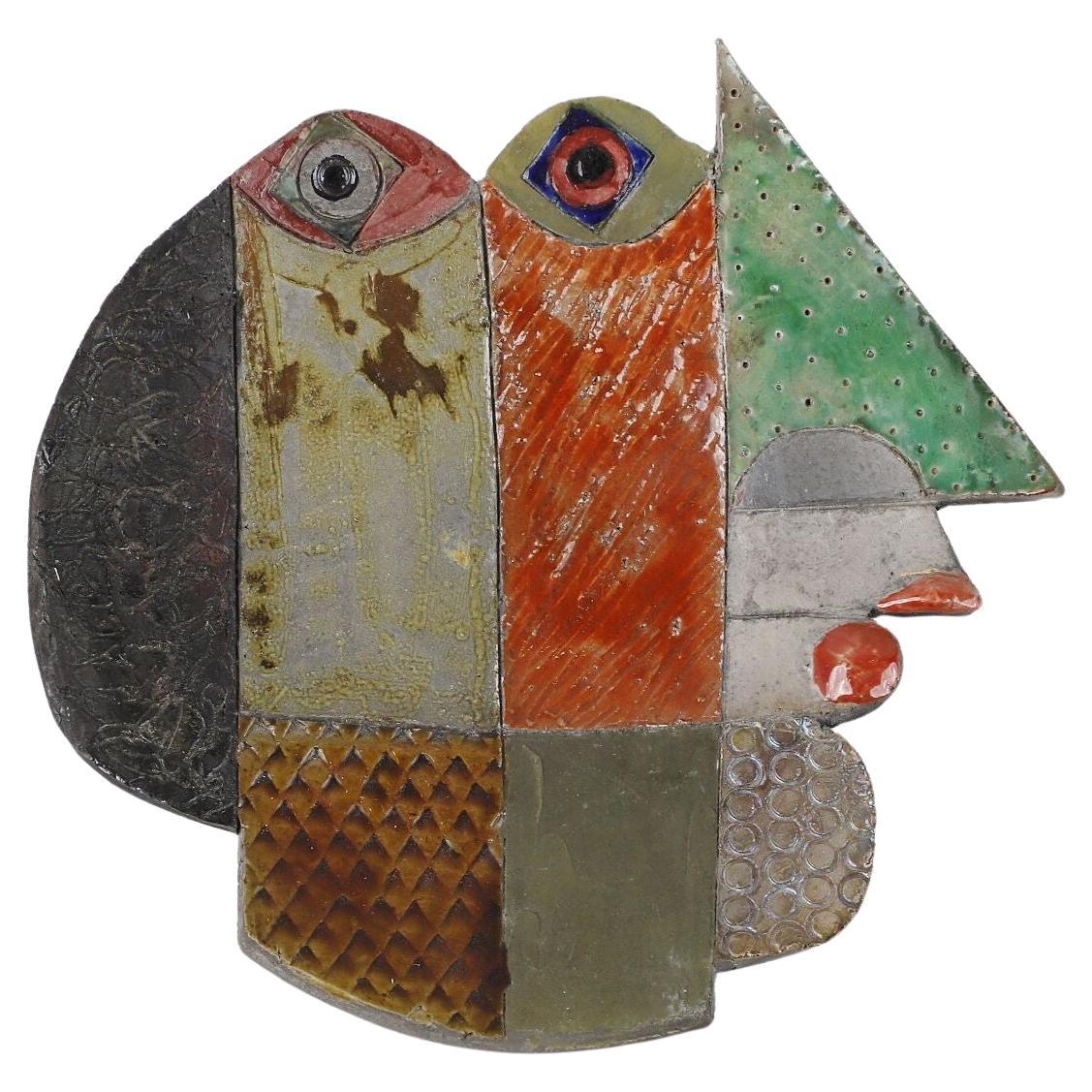 Roger Capron's Wall-mounted Sculpture Depicts a Face Inspired of Picasso For Sale