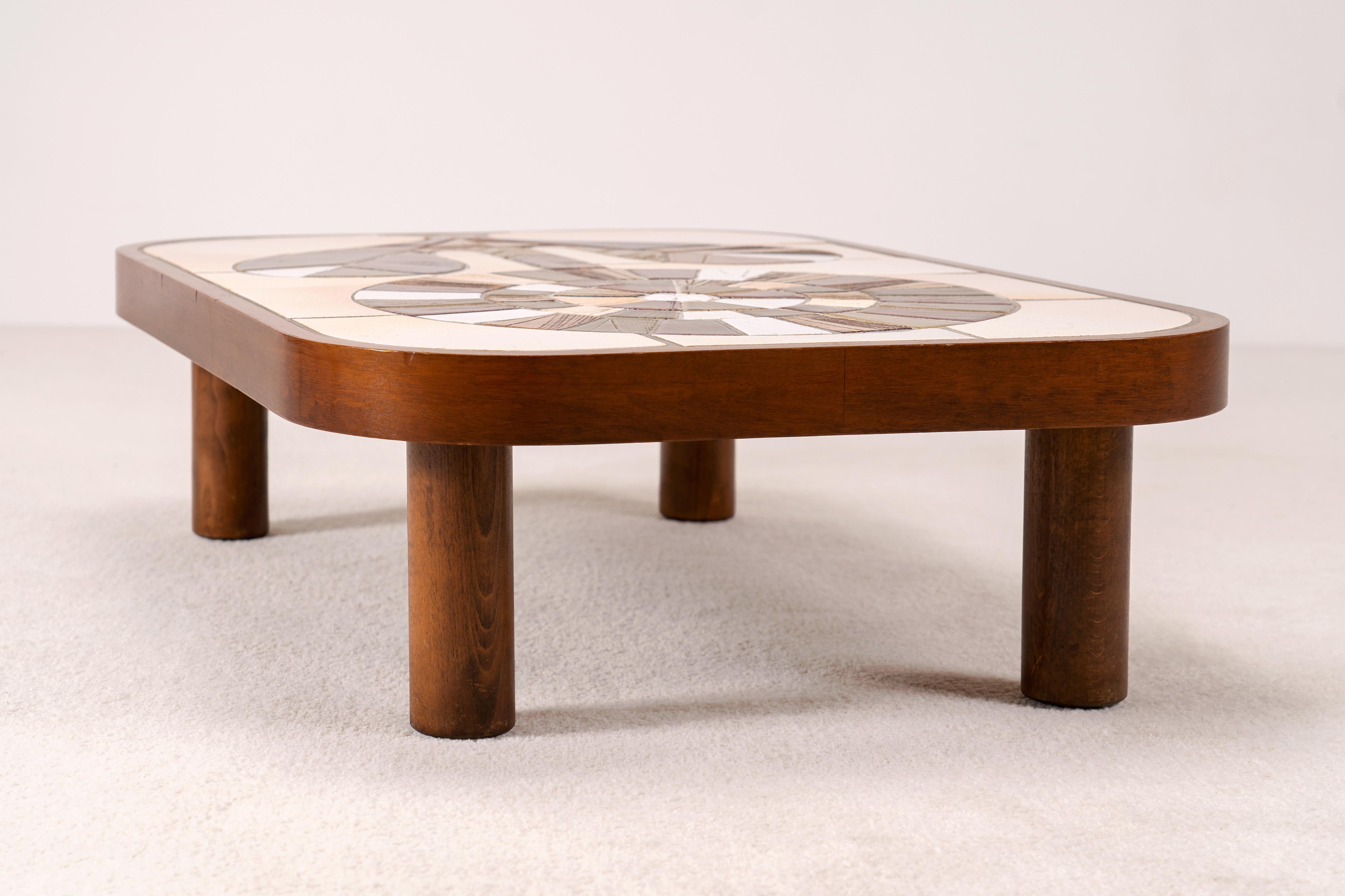 Roger Ceramic Capron, Coffee Table, Vallauris, France, 1970s 6