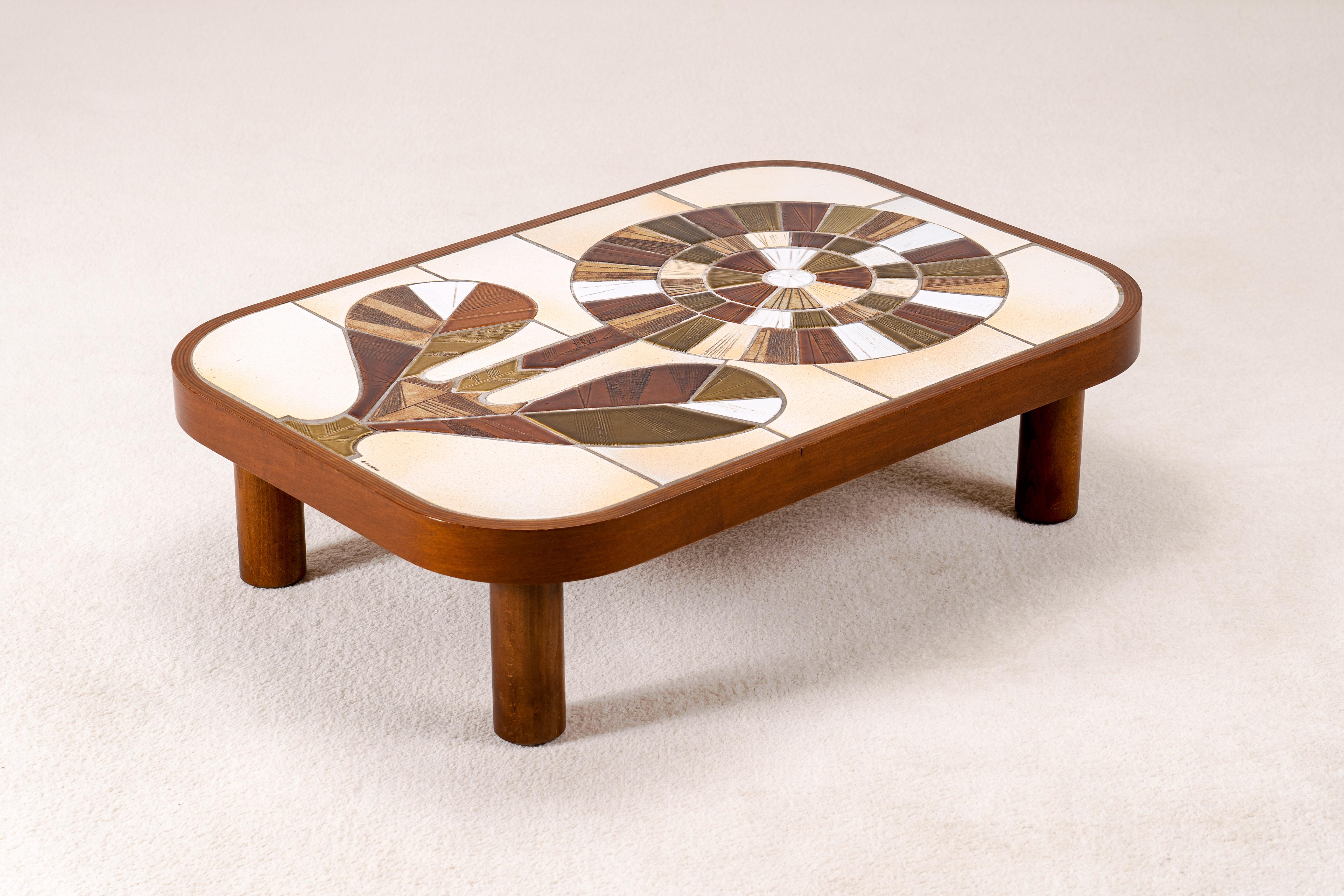 Roger Ceramic Capron, Coffee Table, Vallauris, France, 1970s In Excellent Condition In Paris, FR