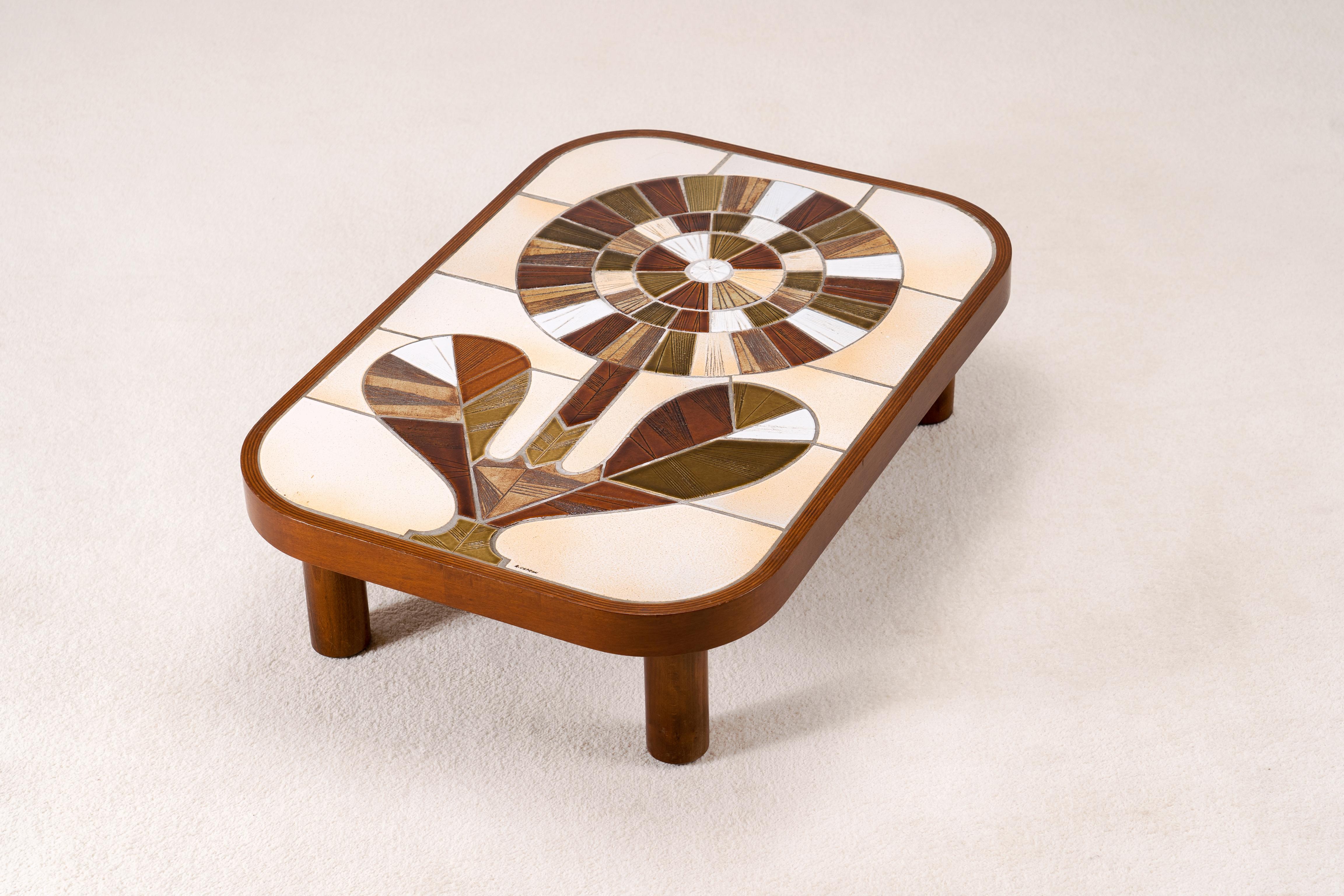 Late 20th Century Roger Ceramic Capron, Coffee Table, Vallauris, France, 1970s
