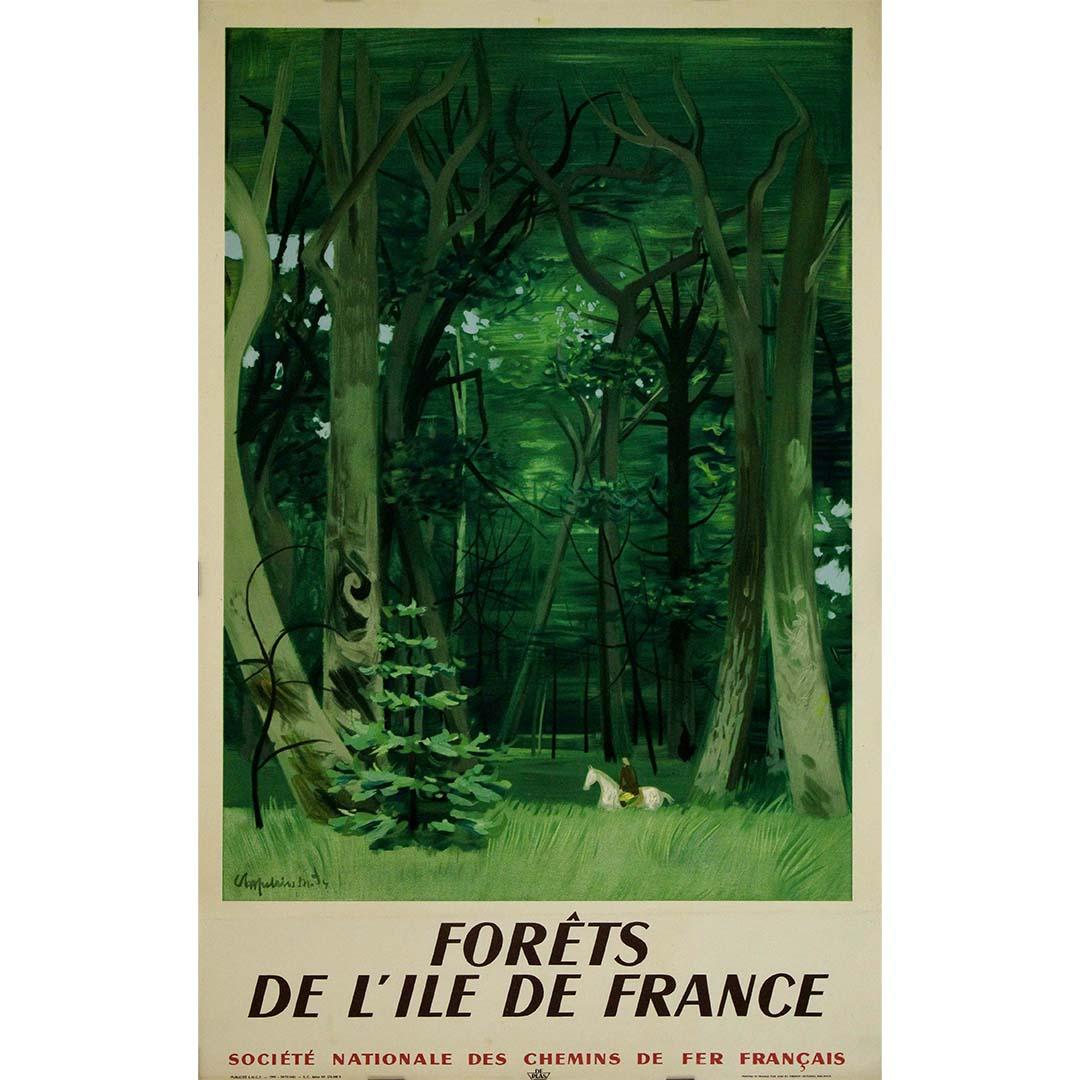 1949 affiche de voyage Forêts de l'Île-de-France par Roger Chapelain Midy SNCF