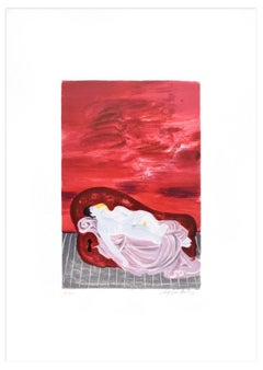 Paar in Liebe - Originallithographie von R. Chapelain-Midy - 1970er Jahre