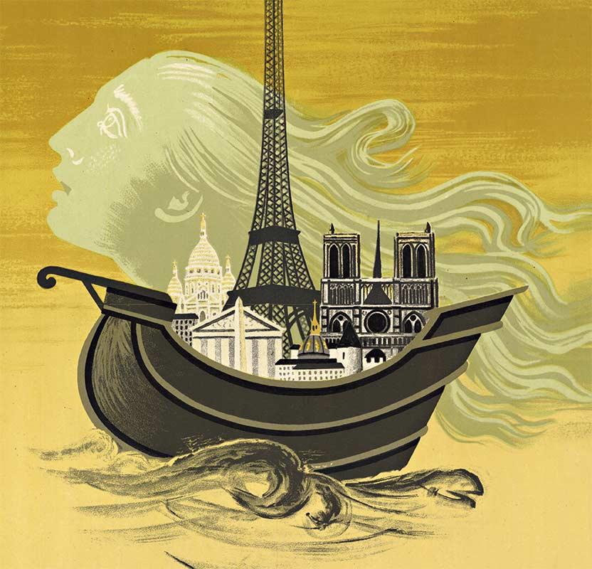 Paris 2000 Anniversary 1951, original vintage Poster - Expressionist Art by Roger Chapelain Midy