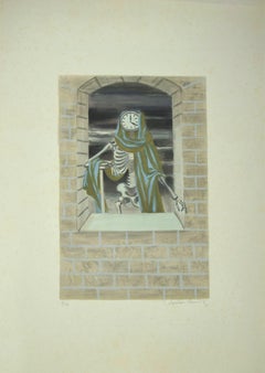 Le temps - Lithographie originale - fin du XXe siècle