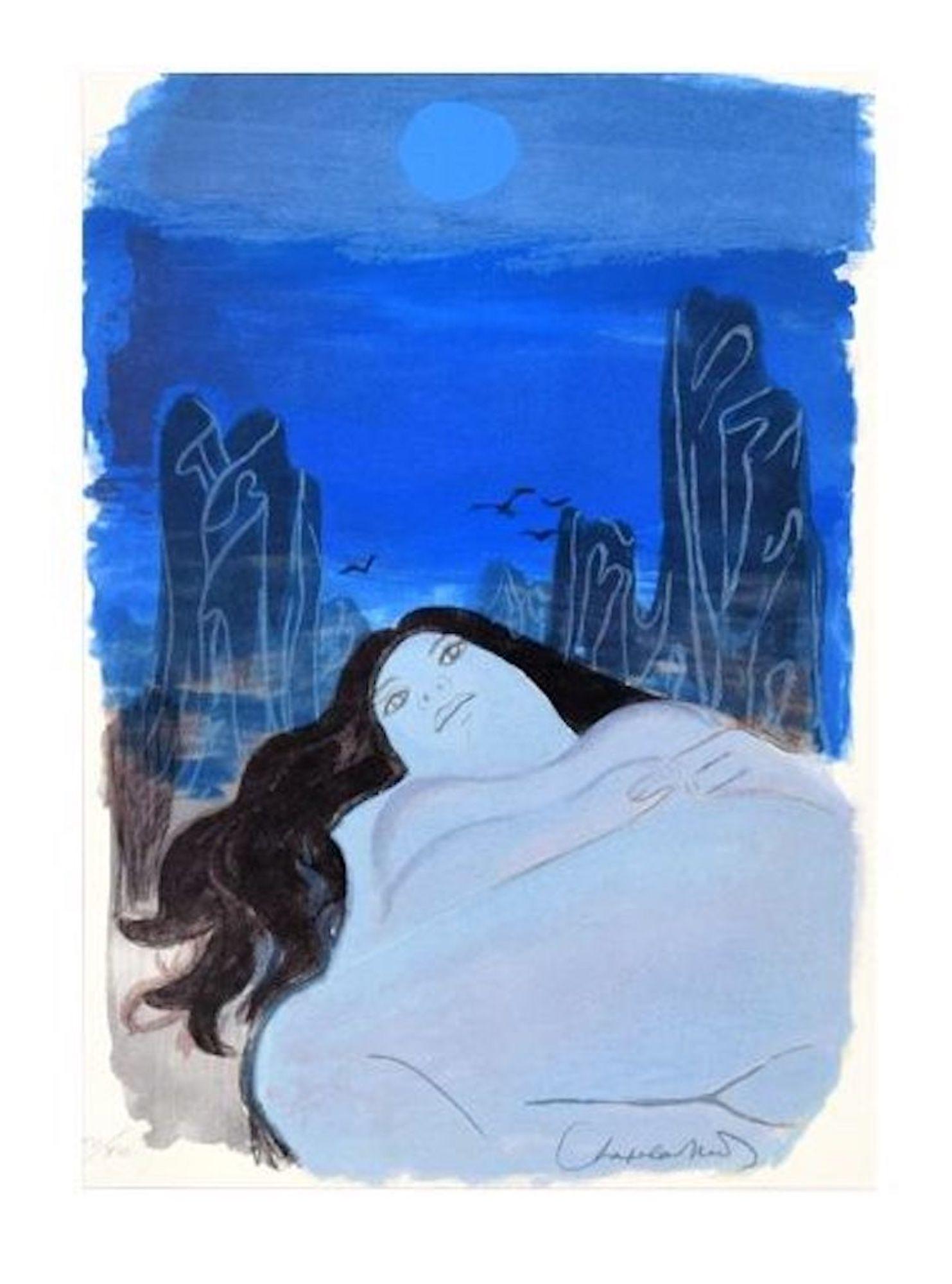 Roger Chapelain Midy Nude Print – Woman in the Dark - Originallithographie von R. Chapelain-Midy - 1975