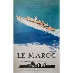 1962 poster Morocco via the swift vessels of the Paquet Navigation Company